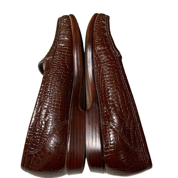 SAS Simplify Womens Brown Moc Croc Patent Leather Comfort Loafers Shoes Size 10N - Picture 4 of 6
